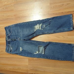 High rise distressed jeans